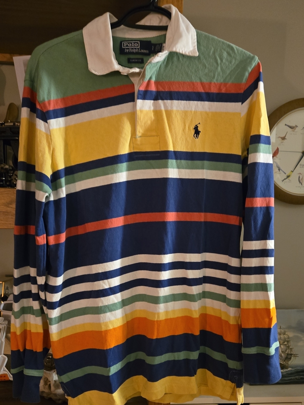 Polo by Ralph Lauren Men’s Multicolor Striped Rugby Shirt - Navy/Yellow/Green